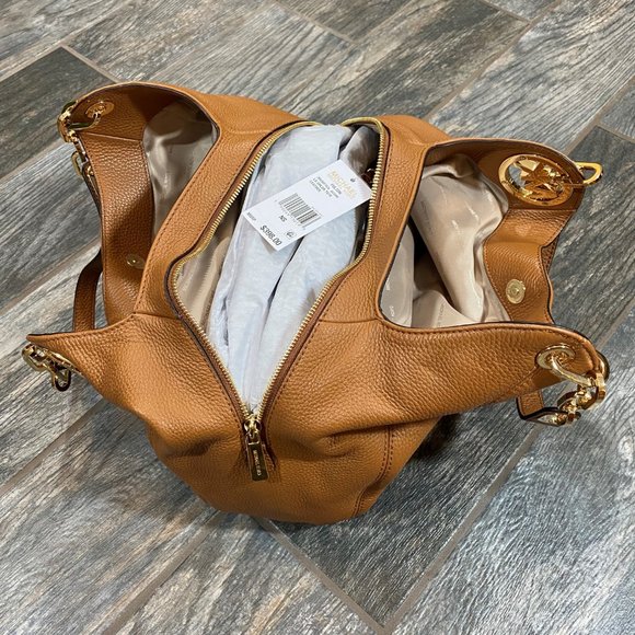 New Michael Kors Brown Large Shoulder Logo Tote - Picture 6 of 8